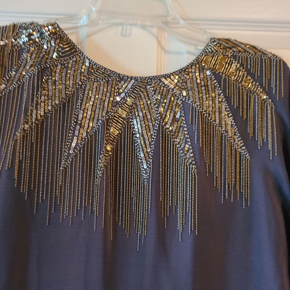 French Connection silk beaded neck dress